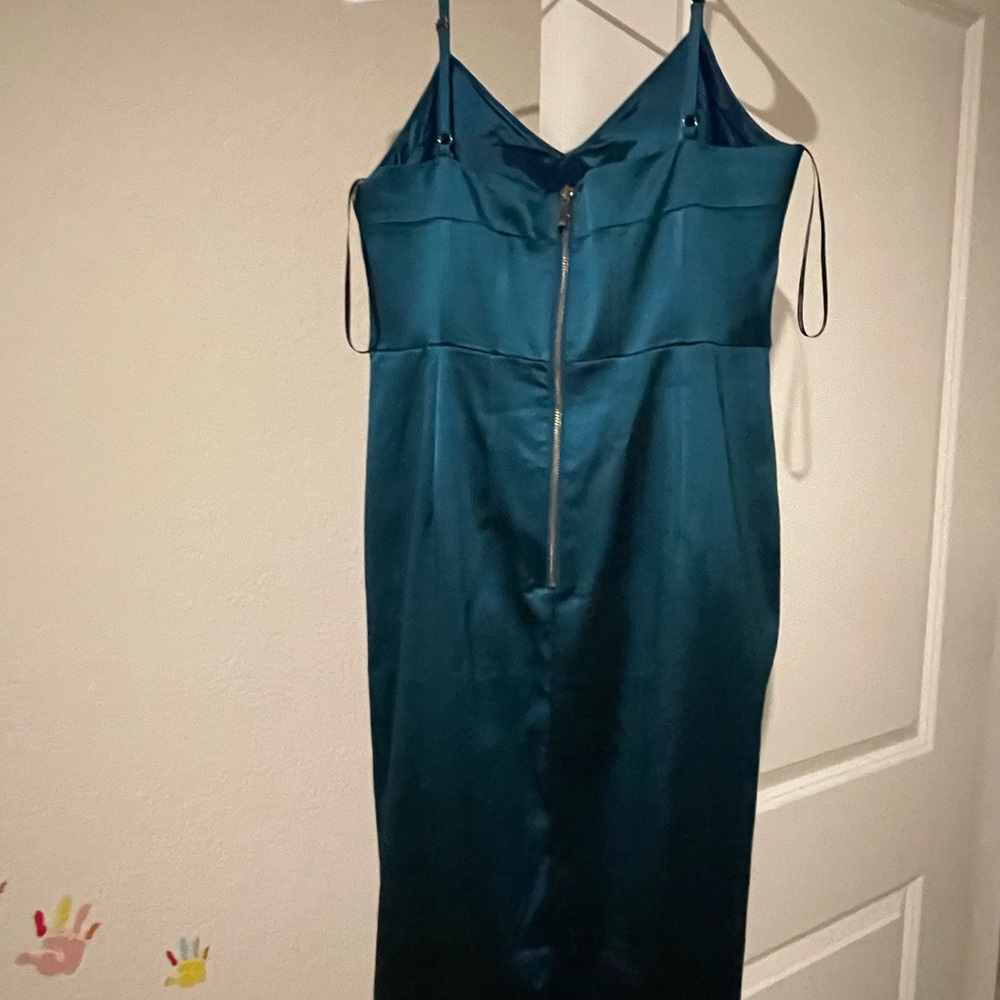 Elegant Teal Satin Dress
